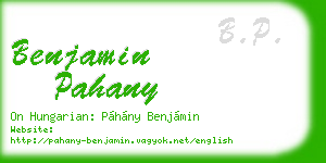 benjamin pahany business card